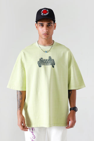 "Summer green" garment dyed logo T-shirt