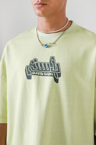 "Summer green" garment dyed logo T-shirt