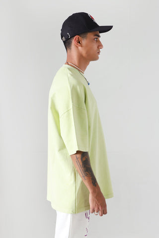"Summer green" garment dyed logo T-shirt