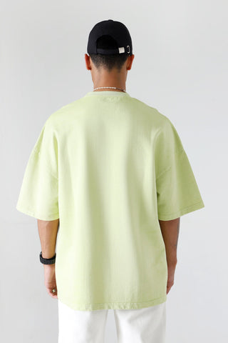 "Summer green" garment dyed logo T-shirt