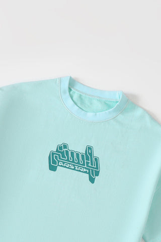 "Aqua" garment dyed logo T-shirt
