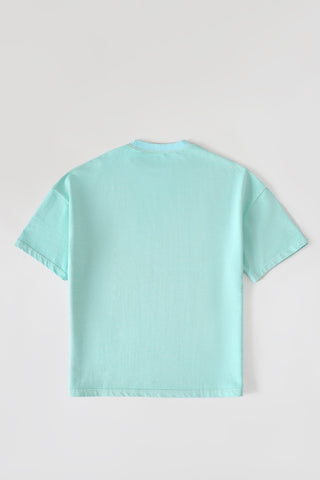 "Aqua" garment dyed logo T-shirt