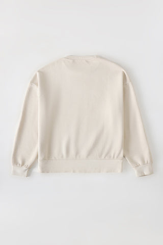 Creme garment dyed logo sweatshirt