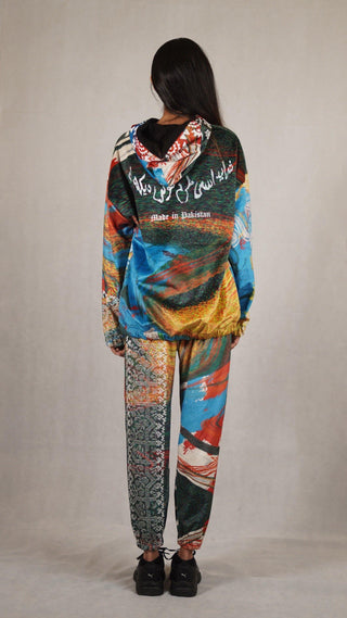 Hand Block Printed "RAVE" Velvet Hoodie - Rastah