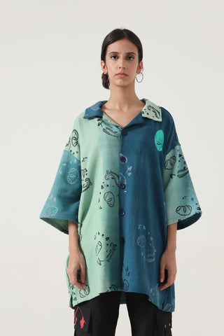 BLOCKPRINTED TIE-DYE SHIRT - Rastah