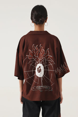 REBIRTH - BROWN BUTTON DOWN SHIRT - Rastah