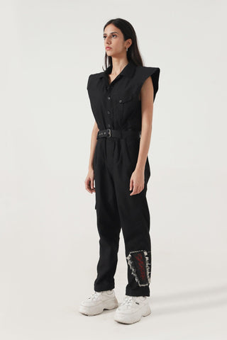 BLACK HANDWOVEN JUMPSUIT - Rastah