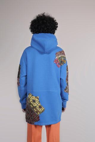 ROYAL BLUE EMBROIDERED APPLIQUE HOODIE - Rastah