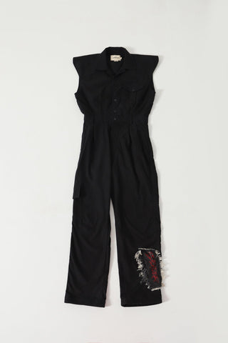 BLACK HANDWOVEN JUMPSUIT - Rastah