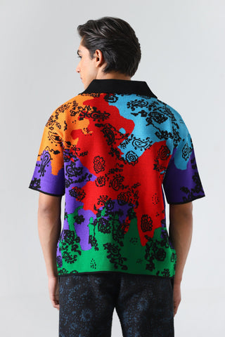 "Colours of life" jacquard knit polo shirt