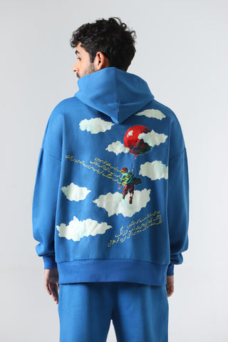 "Learning to fly" sky blue hoodie