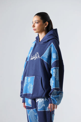 "Unfinished sky" blockprint hoodie