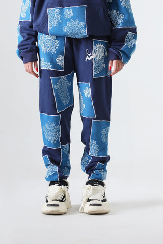 "Unfinished sky" blockprint sweatpants