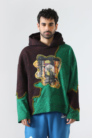 "Past of healing" hand block printed hoodie