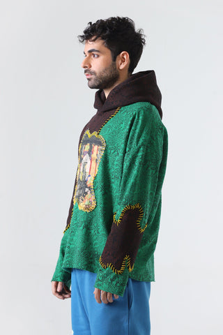 "Past of healing" hand block printed hoodie