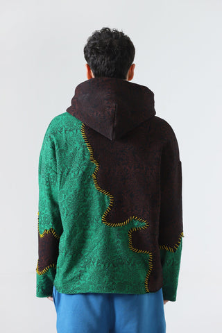 "Past of healing" hand block printed hoodie