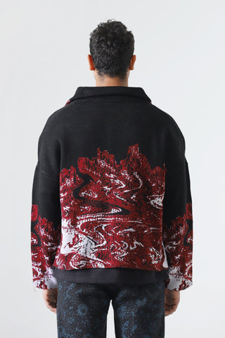 "Molten magma" jacquard knit cardigan