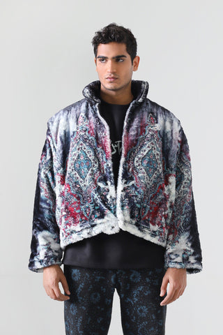 Distorted carpet print jacket