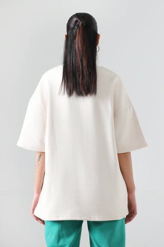 "Line of fire" printed beige T-shirt