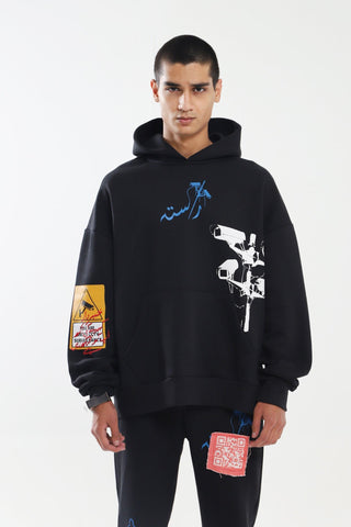 "KHABARDAR" HAND SCREEN PRINTED HOODIE - Rastah
