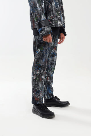 "RACING MIND" HAND PRINTED DENIM TROUSERS - Rastah