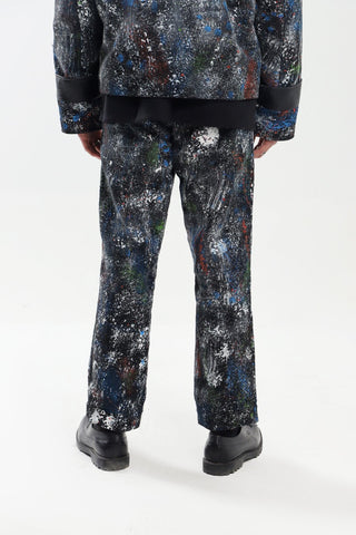 "RACING MIND" HAND PRINTED DENIM TROUSERS - Rastah