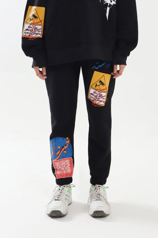 "KHABARDAR" HAND SCREEN PRINTED SWEATPANTS - Rastah
