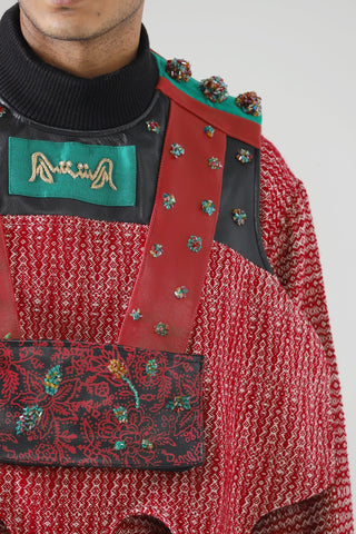 Hand embellished leather vest