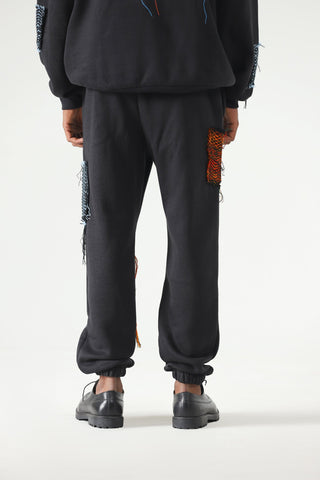 Handwoven patch sweatpants