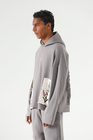 Blockprint charcoal hoodie