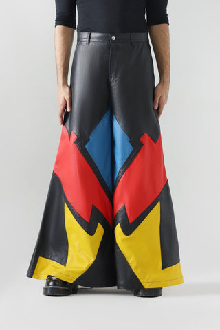 Leather flared trousers