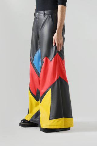 Leather flared trousers