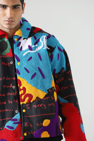 "Mindfulness" embroidered coach jacket