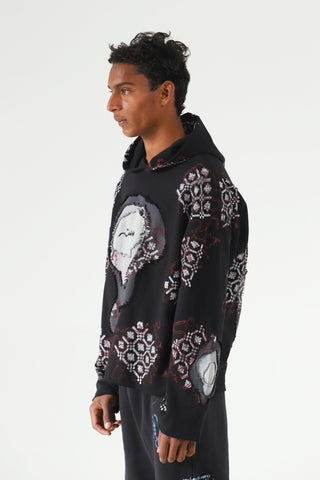 "Cyclone" block print hoodie