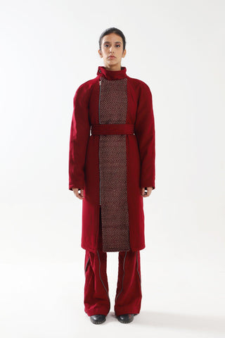RED WOOLEN LONG COAT - Rastah