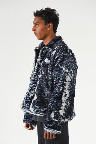"Distortion" printed sherpa jacket