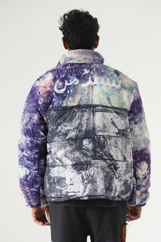 "Sandman" printed sherpa puffer jacket
