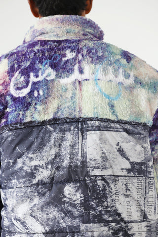 "Sandman" printed sherpa puffer jacket