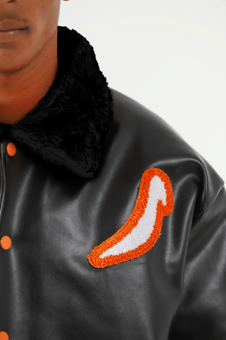 Waxed leather bomber jacket