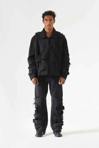 Handwoven denim strap jacket