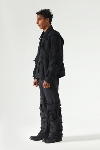 Handwoven denim strap jacket