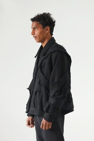 Handwoven denim strap jacket