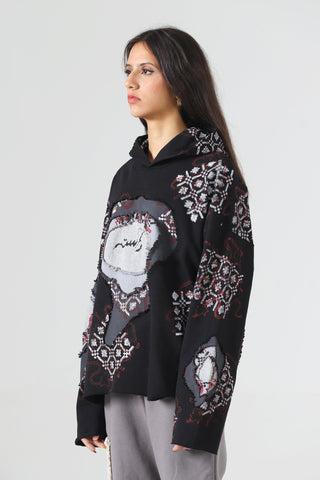 "Cyclone" block print hoodie