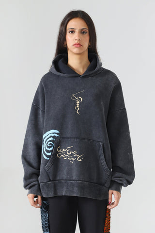 "Khamoshi" acid wash hoodie
