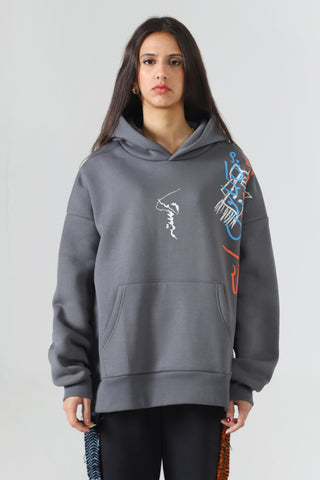 "Mein kon hoon" space greey hoodie
