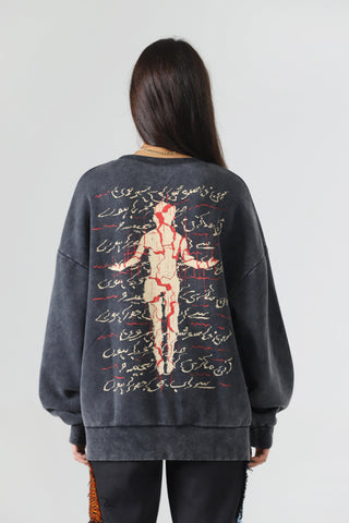 "Broken man" acid wash sweatshirt
