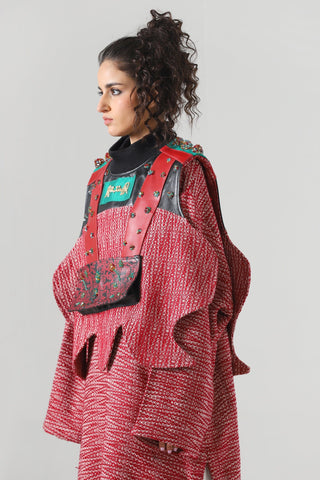 Hand embellished leather vest
