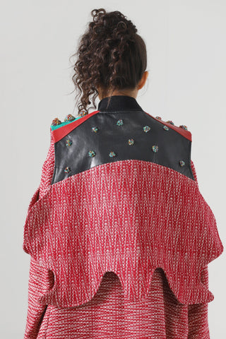 Hand embellished leather vest