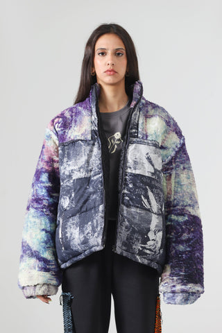 "Sandman" printed sherpa puffer jacket