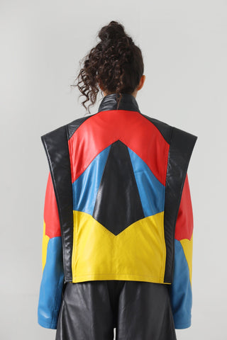 Hand-Embroidered leather racer jacket